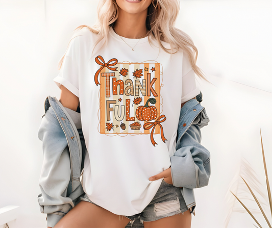 Thankful Striped Polka Dot Pumpkin TShirt