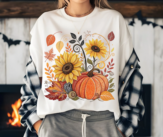 Pumpkin Sunflower Leaves TShirt