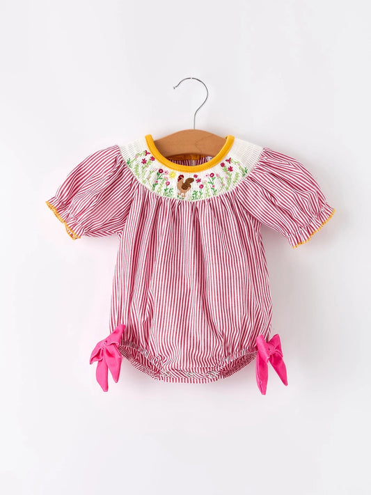 Autumn Vibes Rooster Smock Embroidered Bubble