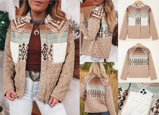 Women's Aztec Quilt Cozy Shacket