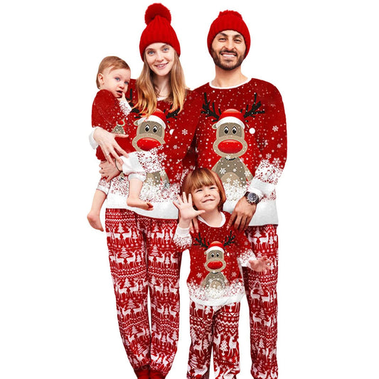 Reindeer Snow Fall Red Jammies