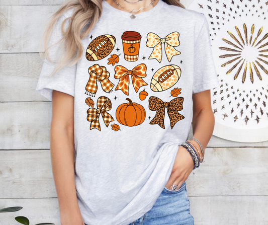 Football Coffee Bows Scarves & Pumpkins TShirt