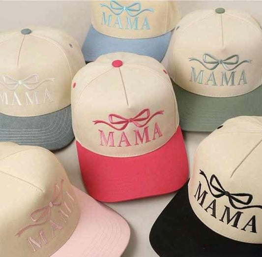 Embroidered Bow Mama Hat