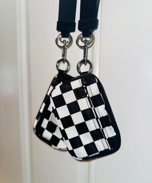 B/W Checkered Wallet Wristlet