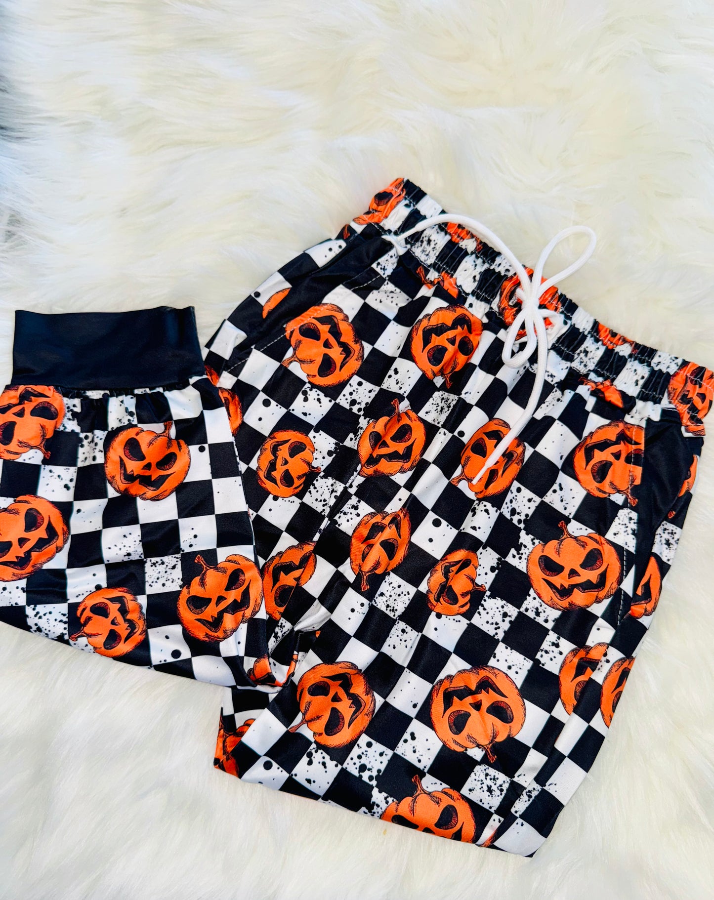 Boys Pumpkin Checkered Joggers