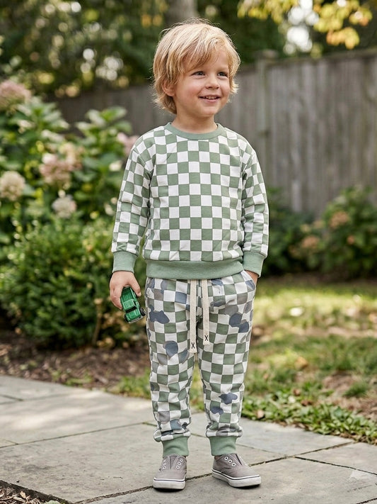 *SALE* Green Checkered 2PC Crewneck + Pants