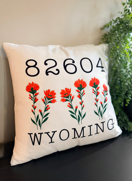 Wyoming Flower Zip Code 18" x 18" Pillow Cover