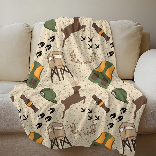 Hunter Tracks Cream Fleece Blanket