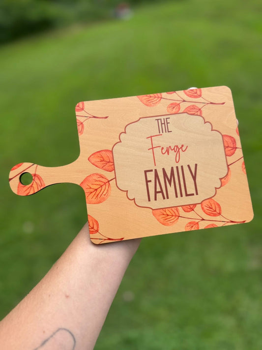 Fall Leaves Family Wood Cutting Board