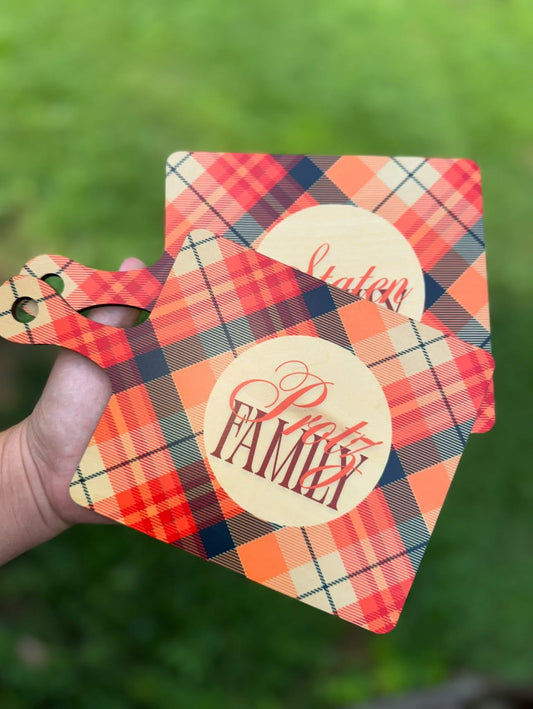 Fall Plaid Family Wood Cutting Board