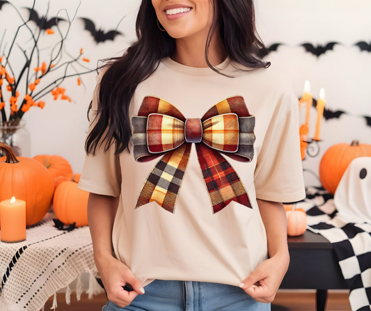 Flannel Fall Bow TShirt