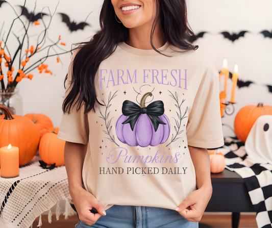 Farm Fresh Pumpkin Hand Picked Daily Purple Pumpkin TShirt