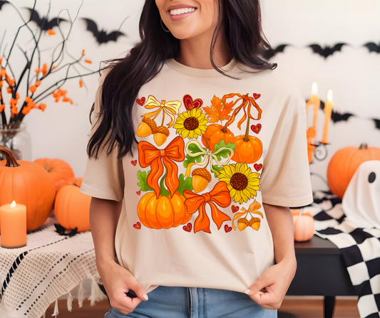 The Best Of Fall Pumpkins Sunflower Bows TShirt