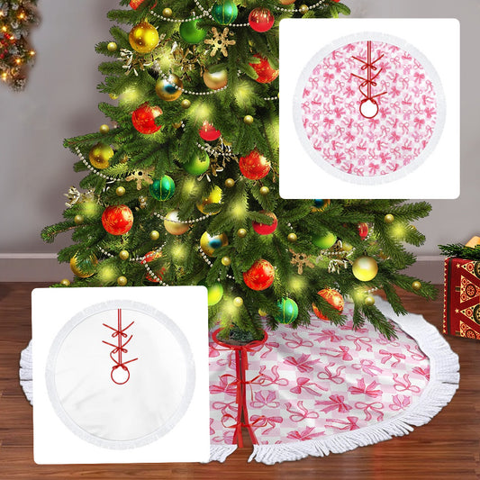 All About Pink Bows Fringe Tree Skirt