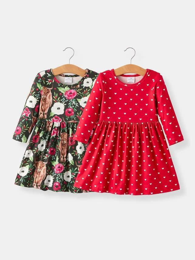 Black Highlander Floral Dress | White Hearts Red Dress