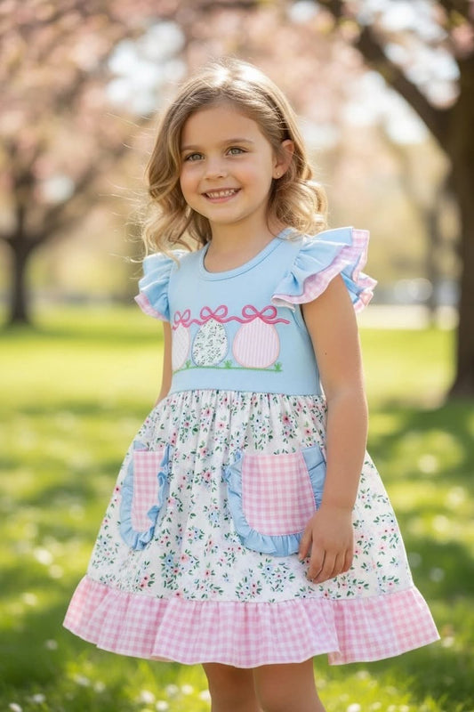 Appliqué Embroidery 3 Easter Eggs Dress