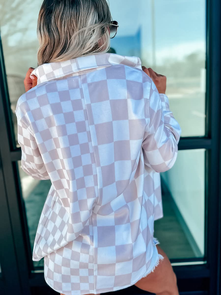 Women’s Khaki Checkered Shacket