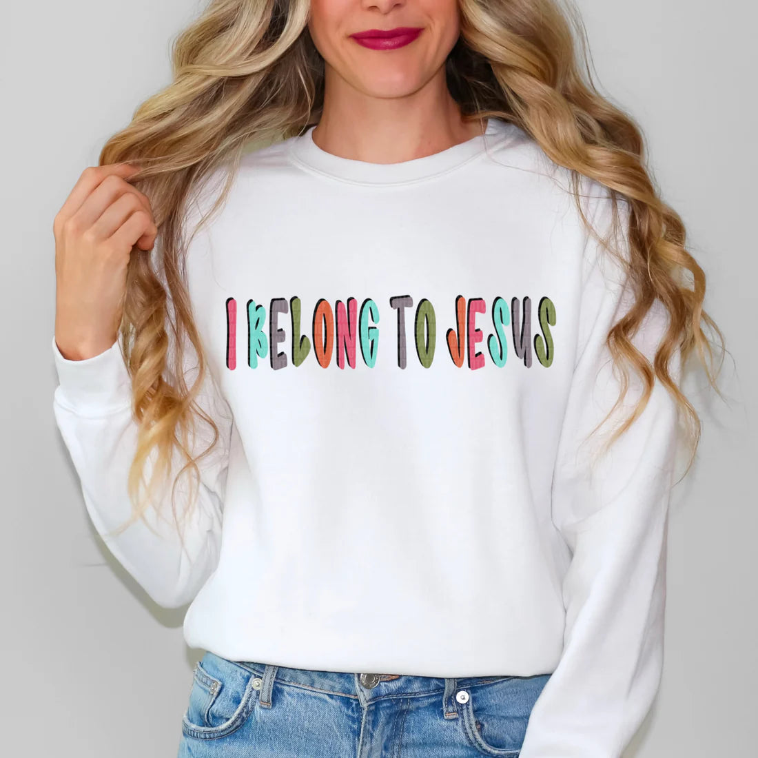 White I Belong To Jesus Crewneck Sweatshirt
