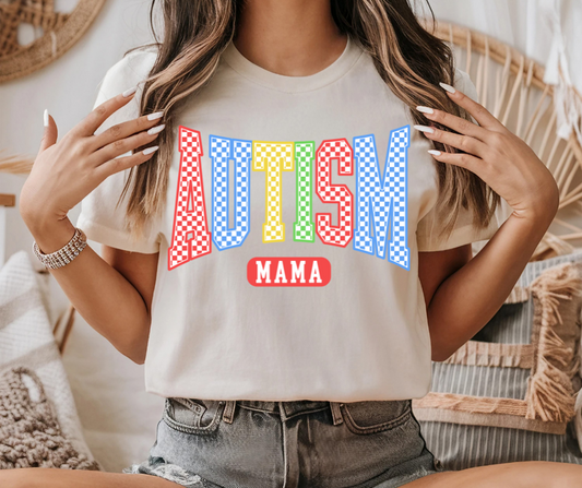Autism Mama Checkered Mama Tee