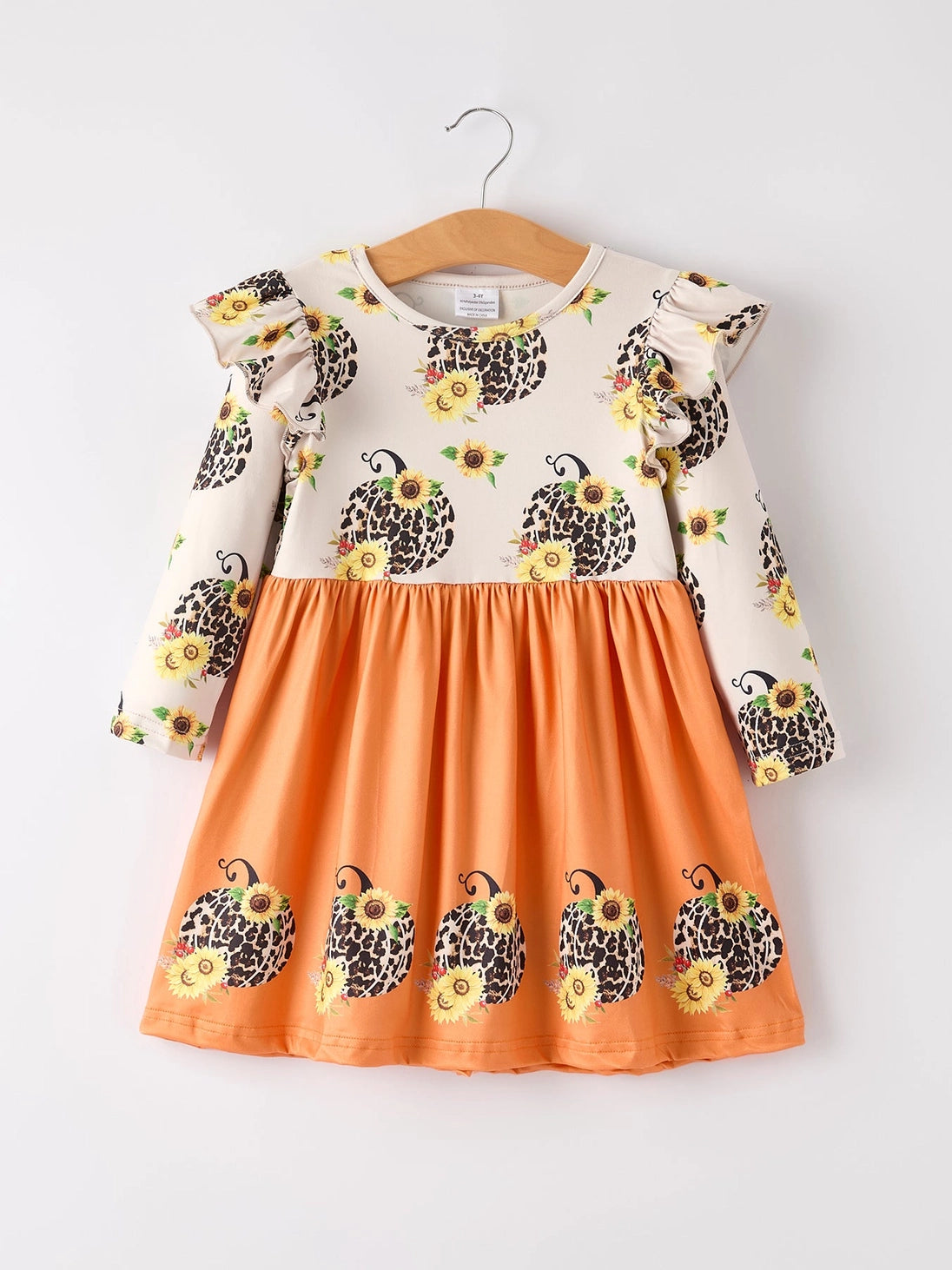 Sunflower Leopard Pumpkin Long Sleeve Dress